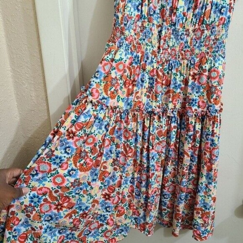 J. Crew Womens Floral Multi-Colored Smocked Midi Dress Size 0 - Picture 7 of 11